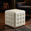 Cortesi Home Charli Tufted Cube Ottoman in 100% Genuine Leather,
