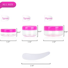 200PCS 3 Gram Sample Containers, 3ml Empty Jars with Lids, Small Cosmetic Containers, Mini Sample Jars with 16PCS Mini Spatulas for Make Up, Oils, Lotion, Powder, Paint, Jewelry, Lip Balms(Pink Lid)