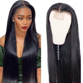 Weeybay Real Hair Wig for Women Wigs Straight Human Hair Wig Natural Blake 4x4 Lace Closure 150% Density Unprocessed Remy Hair Glueless Wig Black 32 Inches
