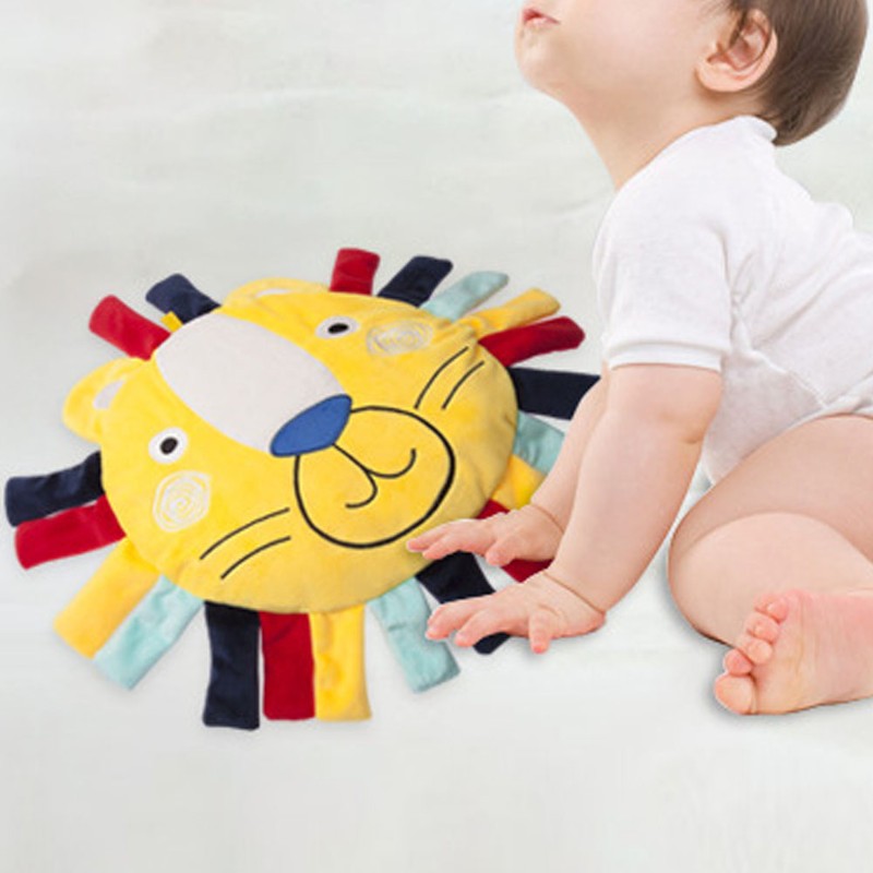 Infant Pillow Cartoon Animal Doll Soothing Baby Comforting Plush Rattle