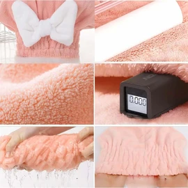 Meichoon Hair Towel 3-Pack Quick-Dry Microfiber Hair Drying Towels with Bow Design Cap Shape Elastic Band for Soft Frizz-Free Hair DK60 A
