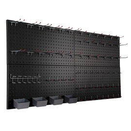 Peg Board for Wall 48x24 inch with 63 Pcs Hooks Accessories, Garage Storage Black Pegboard Wall Organizer, Metal Pegboard Panels with Hooks, Modular Wall Mounted Control Peg Board Tool Organization