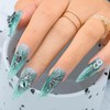 Sethexy Long Stiletto Handmade False Nails Green Shiny False Nails