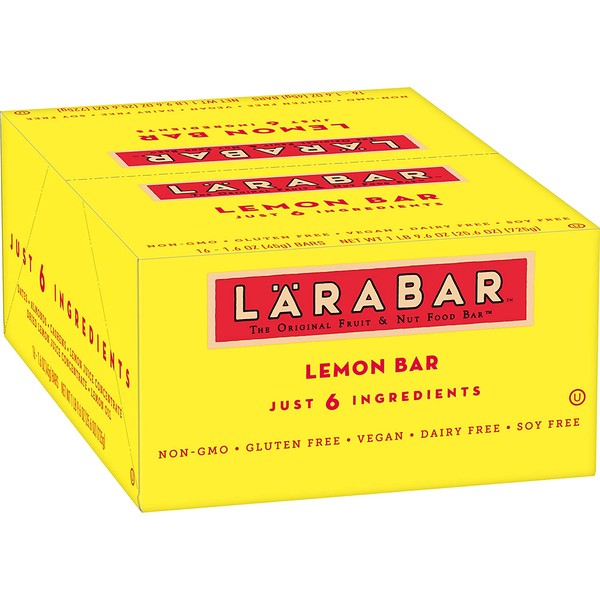 Larabar Gluten Free Bar, Lemon, Whole Food, Dairy Free Snacks, 1.6 Ounce (Pack of 16)
