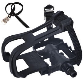 YBEKI Profi-Pedale mit 4D-Verstellriemen & SmartFit-Clips | 500kg Belastung + Militärgrade-Material | Dual-Sealed Lagern | 9/16-Zoll-Spindel für Indoor-Spinning/Peloton/Heimtrainer/MTB Rennrad