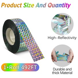 Benasan [492FT] Effective Birds Scare Ribbon, Reflective Flash Reflectors to Keep Pigeons, Hawks, Woodpeckers, Geeses Away from Trees Plants Crops