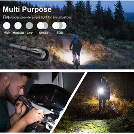 Swanlake Zoomable Tactical Flashlights with Batteries Charger,5 Modes,Waterproof High Lumens Emergency Light for Outdoor Use Camping