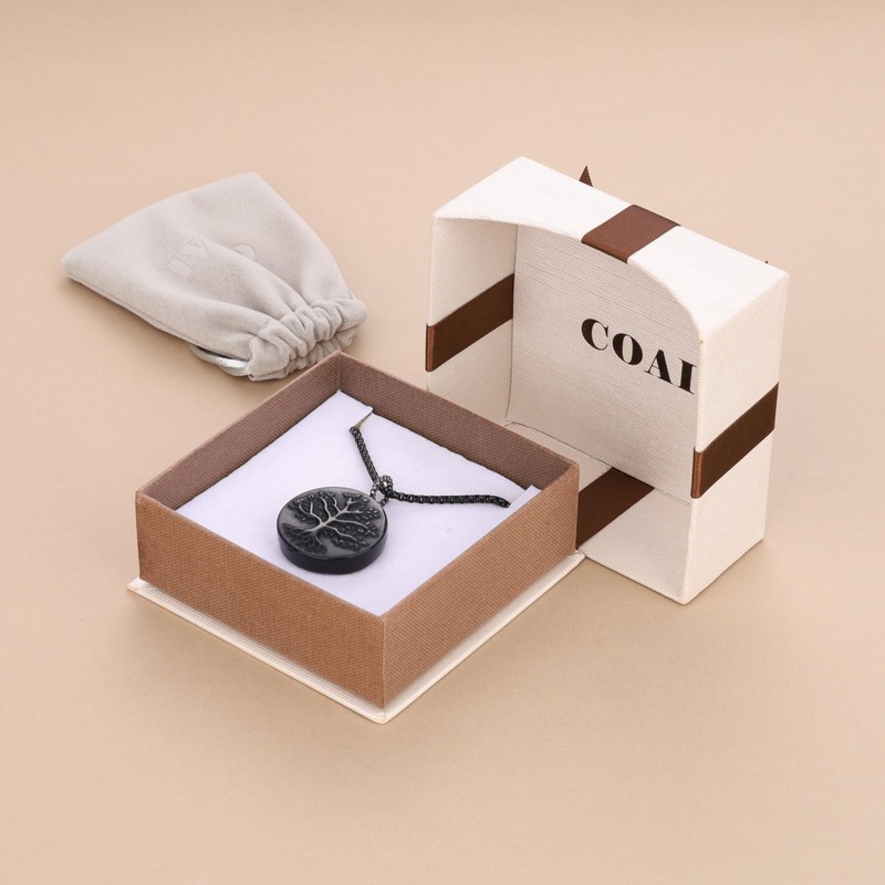 COAI Necklace Tree of Life Pendant, Obsidian, Obsidian