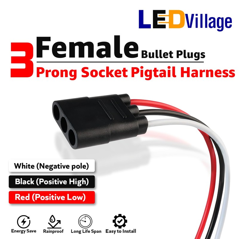 10 Pcs Ledvillage 3 Prong Female Bullet Plug Wiring Harness