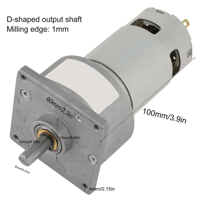 DC12V / 24V 35W Mini DC Gear Motor Metal Speed
