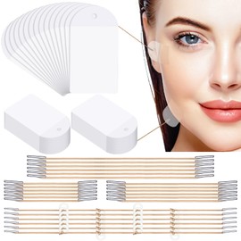 Maitys 204 Pieces Face Lift Tapes with Lifting Rope Sets 180 Pieces Face Tape Invisible Adhesive Patch Quick Band Neck and Eye Patch for Women Ladies Beauty
