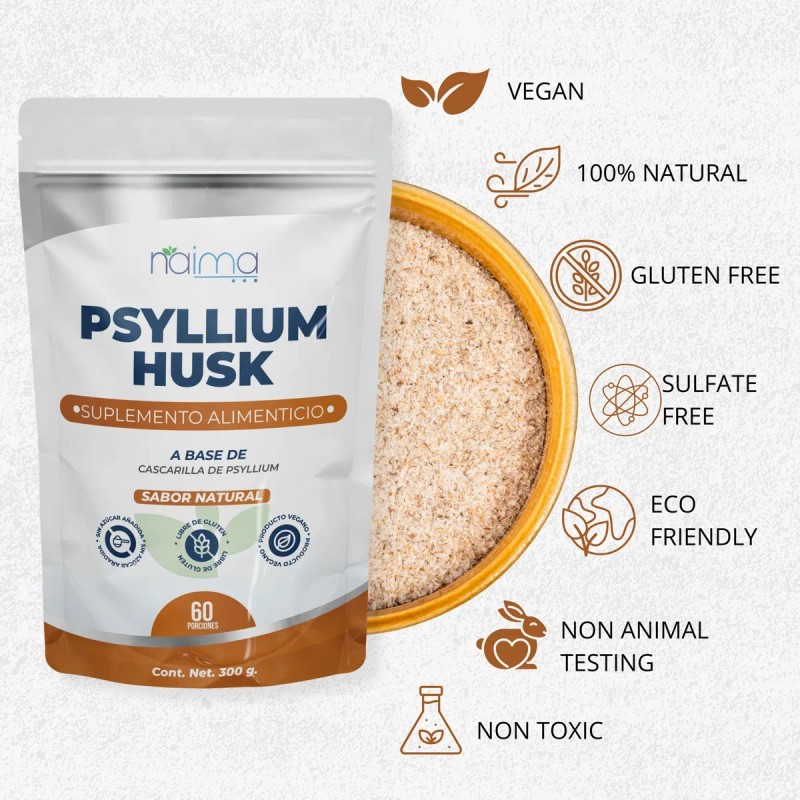 Psyllium Husk Plantago Calidad Premium 300 G Cascarilla