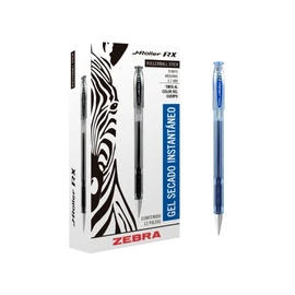 Zebra Rollerball, Pluma J-Roller RX Mediano, Tinta de Gel, Caja con 12 Piezas, azul