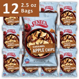 Seneca Caramel Apple Chips | Made from Fresh Apples | 100% Red Delicious Apples | Yakima Valley Orchards | Crisped Apple Perfection | Foil-Lined Freshness Bag | 2.5 ounce (Pack of 12)