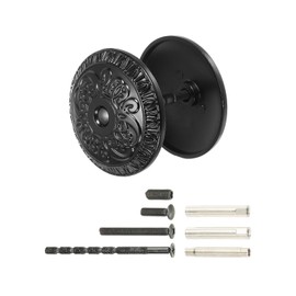 PATIKIL Door Hole Cover Plate 50mm Zinc Alloy Vintage Round Deadbolt Knob Hole Repair Cover Fits Doors 30mm to 120mm Thick for Hole Filling Decoration Repair Escutcheon, Black