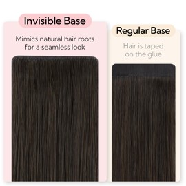 HOTBANANA Invisi Edge Tape in Hair Extensions Human Hair, 20inch 50g 20pcs Dark Brown Invisible Tape in Extensions Straight Seamless Real Remy Hair Injected