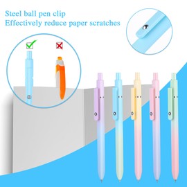 Amaxiu Aesthetic Gradient Ballpoint Pens, 5 Pcs 0.5mm Retractable Gel Ink Pens Cute Ball Point Pen Black Pastel Rollerball Pen for School Office Gift Supplies