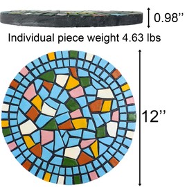 QZSDBWHCB - Garden Decoration - Mosaic Stepping Stone - Patio Decoration Stone 12 Inch (Blue)
