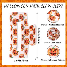 6 Pcs Hair Claw Clips for Women Square Hair Clips for Thick Thin Hair with Pumpkin/Spider/Ghost/Bat Pattern
