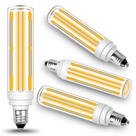 Megereet Updated Dimmable JDE11 120V 100W Halogen Equivalent Mini Candelabra Bulb,T4 COB E11 Led Bulbs Dimmable,Warm White 2700K,10W 1100LM JDE11 120V 100W Equivalent LED Bulb,4 Packs