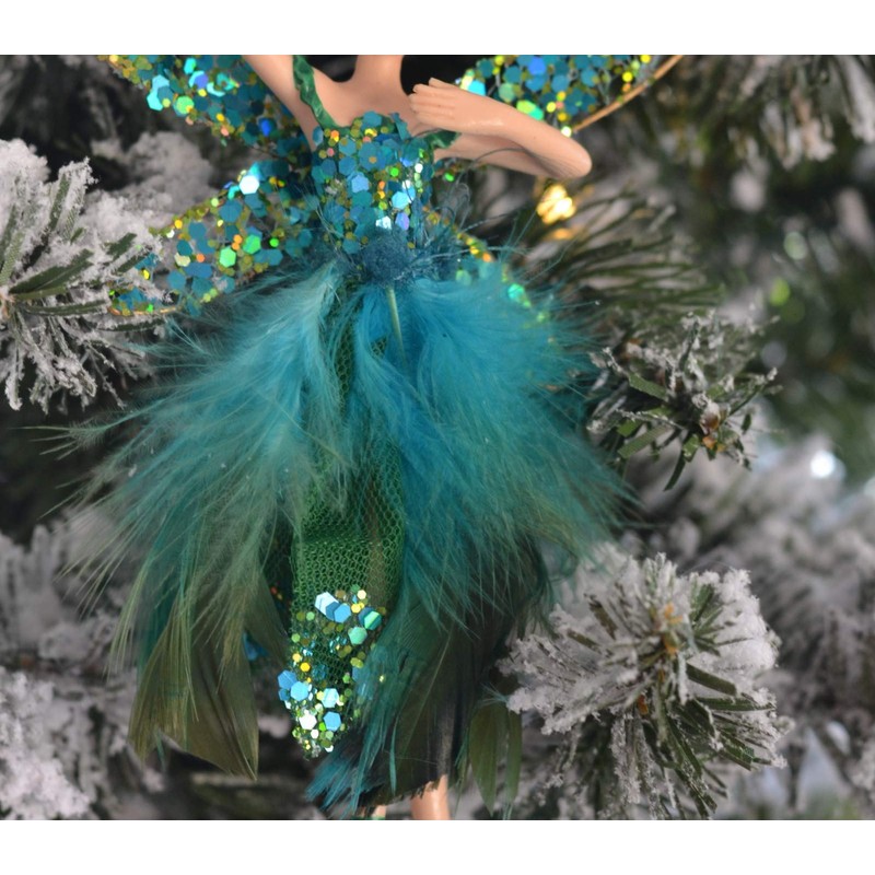 Gisela Graham : Large Peacock Fairy Decoration (set of 2)