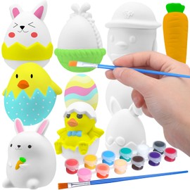 Ceenna 10 Pcs Easter Crafts Easter DIY Painting Kit Color Your Own Squeeze Decorating Kit Coloring Slow Rising Toys Brushes for Birthday Gift Party Favors Supplies, 10 Design(Bunny Style)