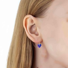 Austrian Crystal Heart Dangle Drop Earrings for Women 14K Gold Plated Hook Earring Hypoallergenic Jewelry (Violet)