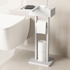 Wealone 4-in-1 White Toilet Paper Holder Stand with Storage Shelf