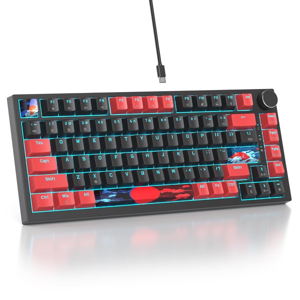 Mosptnspg 75% TKL Wired Mechanical Keyboard,RGB Backlit Gasket Mount 82