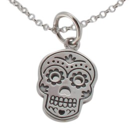 Touch Jewellery 925 Sterling Silver Sugar Skull Design Pendant and Chain