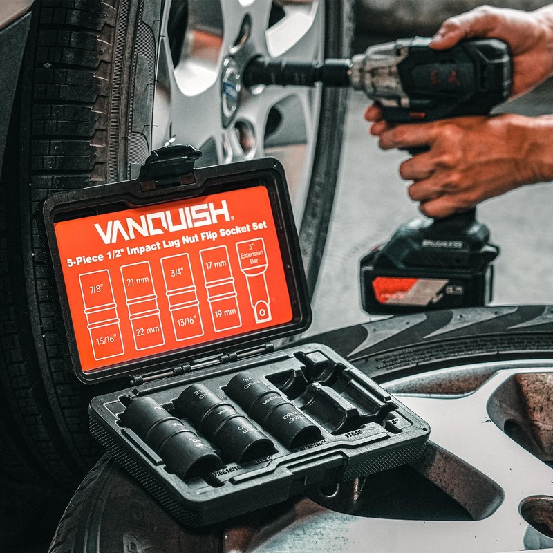 VANQUISH Motor Tech Lug Nut Socket Set, 5pc 1/2 Drive