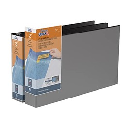 QuickFit Heavy Duty 11 x 17 Inch Spreadsheet View Binder, 2 Inch, Locking Angle D Ring, Black, 2 Pack (94031-02)