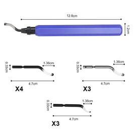 flintronic Universal deburring tool, metal handle, hand deburring tool with 11 replacement blades, 360° rotating blade, cutting tool for 3D printers, plastic, aluminium (1 tool, 5 + 3 + 3 blades)