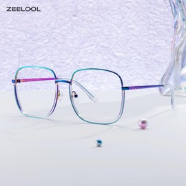 Zeelool Square Glasses Frame for Women Men Non-prescription Clear Lens Eyeglasses Metal Round Frame Eyewear Perfecta JGX318541-02 Multicolor