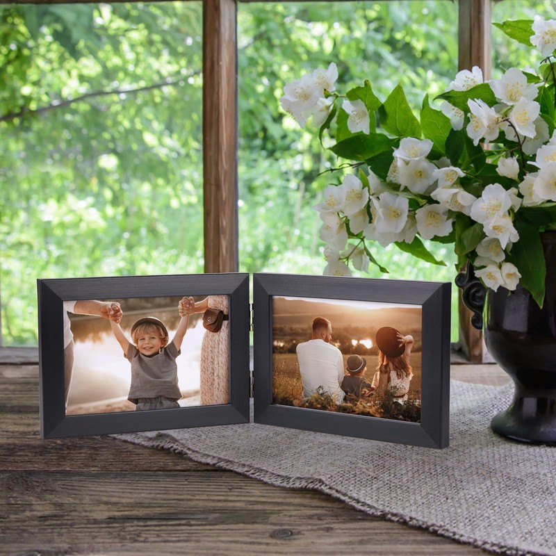Giftgarden 4x6 Double Picture Frame with Real Glass Display Horizontal
