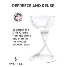 VoChill Stemmed Wine Glass Chiller | Made in USA | Radically cool wine tool – keeps wine perfectly chilled in your glass | Refreezable Chill Cradle actively chills (Quartz, Single VoChill)
