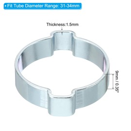 PATIKIL 30 Pack 31-34mm Double Ear Hose Clamp, Galvanized Steel Crimp Rings for Tubing Pipe Fitting Connections, Silver Tone