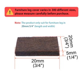 uxcell 16pcs Furniture Pads Square 3/4" Self-stick Non-slip Anti-scratch Felt Pads Floors Feet Protector Dark Brown