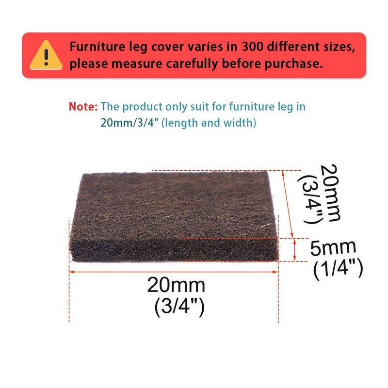uxcell 16pcs Furniture Pads Square 3/4" Self-stick Non-slip Anti-scratch Felt