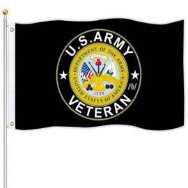 US Army Veteran Emblem Flag 3x5 Ft Double Sided Printing US Army Veteran Gold Crest Military Flags Durable Quality Decoration Outdoor & Indoor