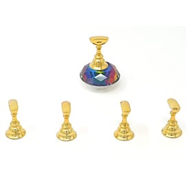 Kiara World Magnetic Nail Art Tips Stand Crystal Base Alloy Holders Manicure Set Practice Holder Salon Tool DIY (Rainbow)
