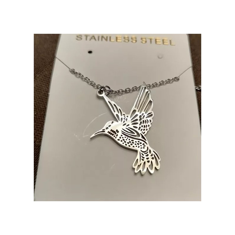 Jextech Collar Para Dama Pajaro Colibri Detallado Vintage Acero Inox