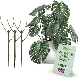 Twigs GA - Stackable Plant Support Stakes, Stem Holder Structures for Indoor & Outdoor Use, Garden Accessories for Climbing & Potted Plants, Trellis Alternative - Moonstone, 3 Pack, 17" L