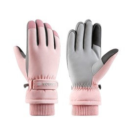 Andiker Winter Women's Ski Gloves, Winter Gloves, Warm, Waterproof Touchscreen Non-Slip Snowboarding Gloves for Skiing, Running and Cycling (Pink, One Size)