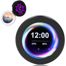 Denash 2.1in IPS Real Time Temperature Control Round CPU Liquid Cooler Display, Dimmable Rotatable AIO Display Screen with Super Bright Backlight for PC