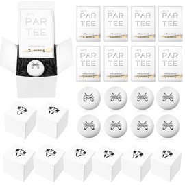 8 Sets Groomsman Proposal Gift Box with Golf Balls, Bamboo Tees, and Invitation Cards - Wedding Gifts for Groomsmen, Best Men, Golf DIY Gift Set, black, white