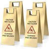 LEIFIDE 4 Pcs Stainless Steel Wet Floor Caution Sign Bulk