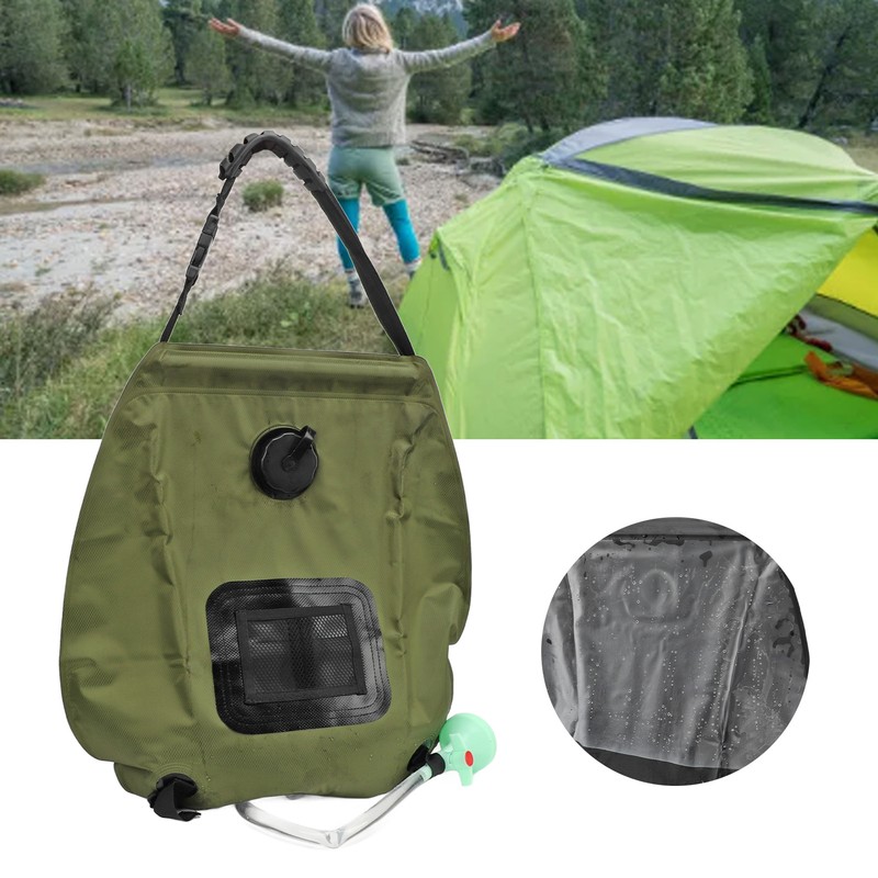 Green 20L Solar Heating Shower Bag Foldable PVC Folding Camping
