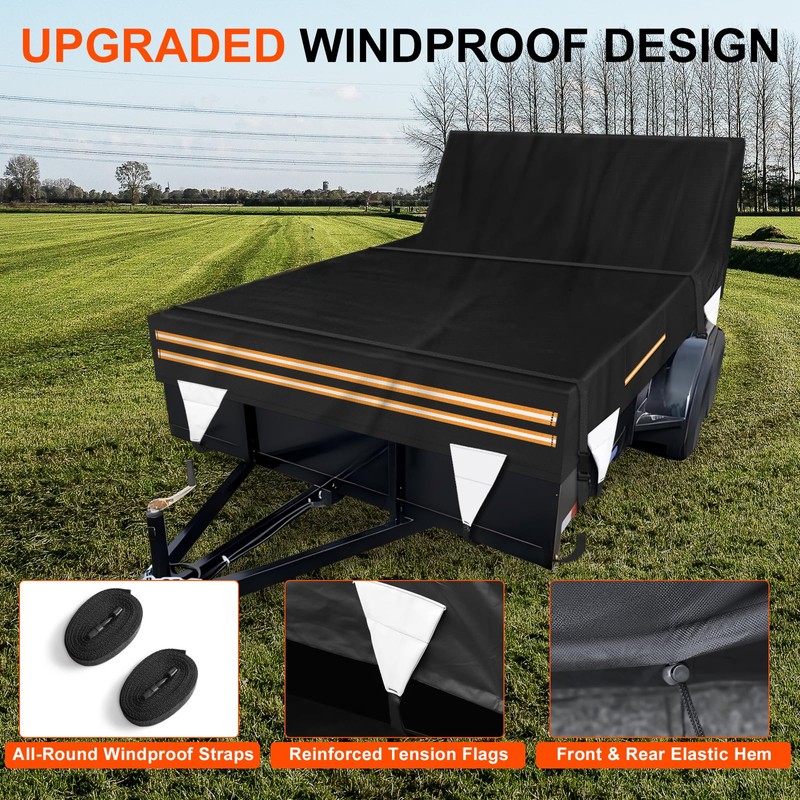 6 x 10 Windproof Utility Trailer Cover, 600D Waterproof Heavy
