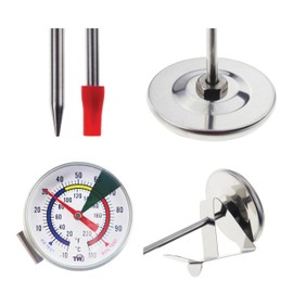 Thermometer Milch für Kaffee mit 175 mm Edelstahlsonde Kaffee Thermometer mit Clip Professionelles Barista-Milchtemperatur-Aufschäumthermometer